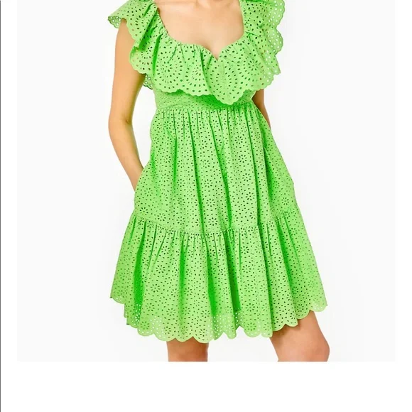 lilly pulitzer green eyelet dress Lilly Pulitzer Hadly Short Sleeve Midi Dress